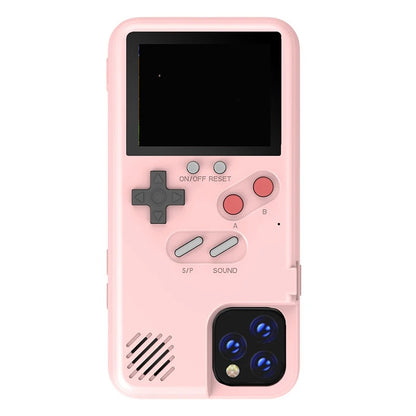 Pink gameboy handheld device with Game Boy design on a white background