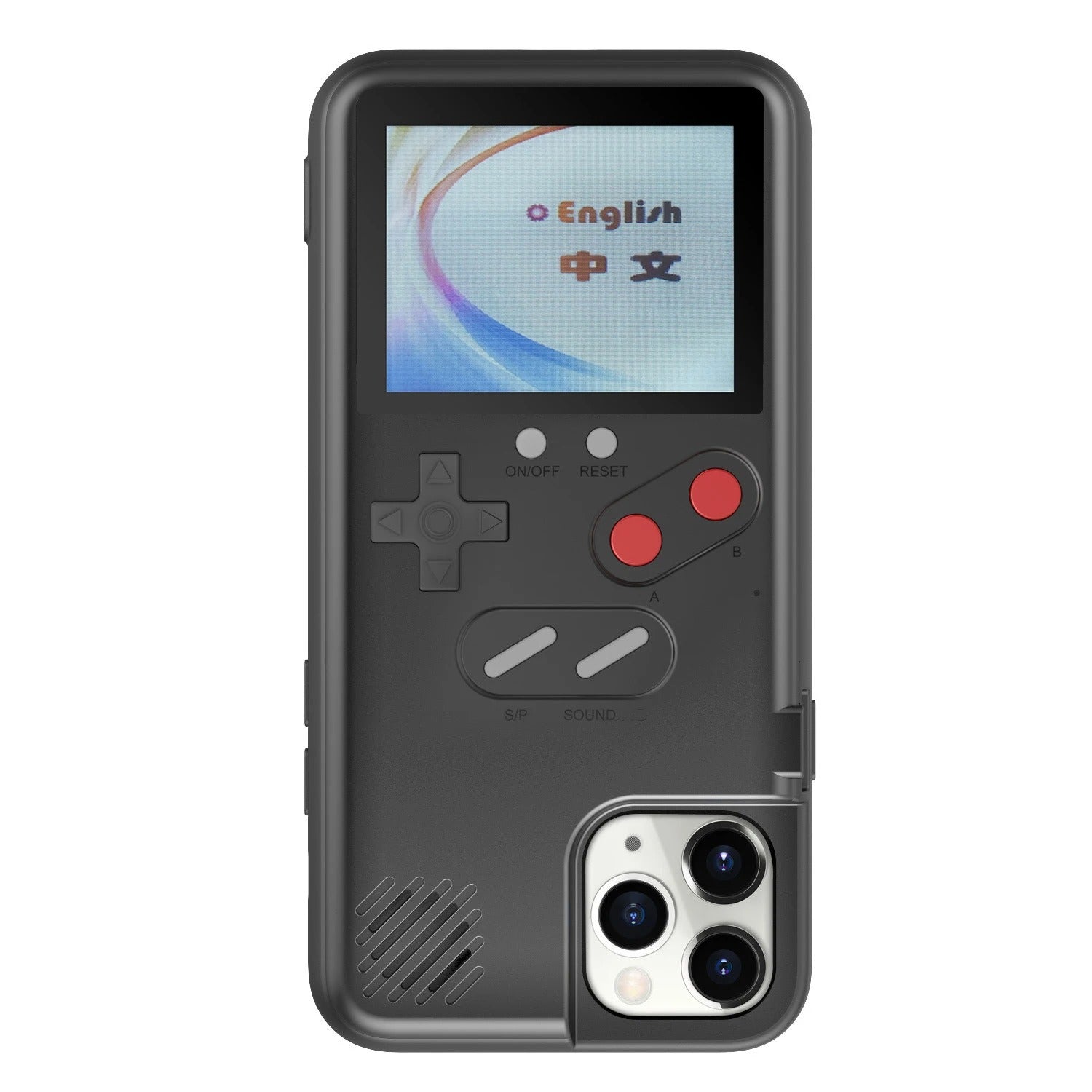 game boy Phone case designed like a classic handheld gaming console with a screen displaying text.