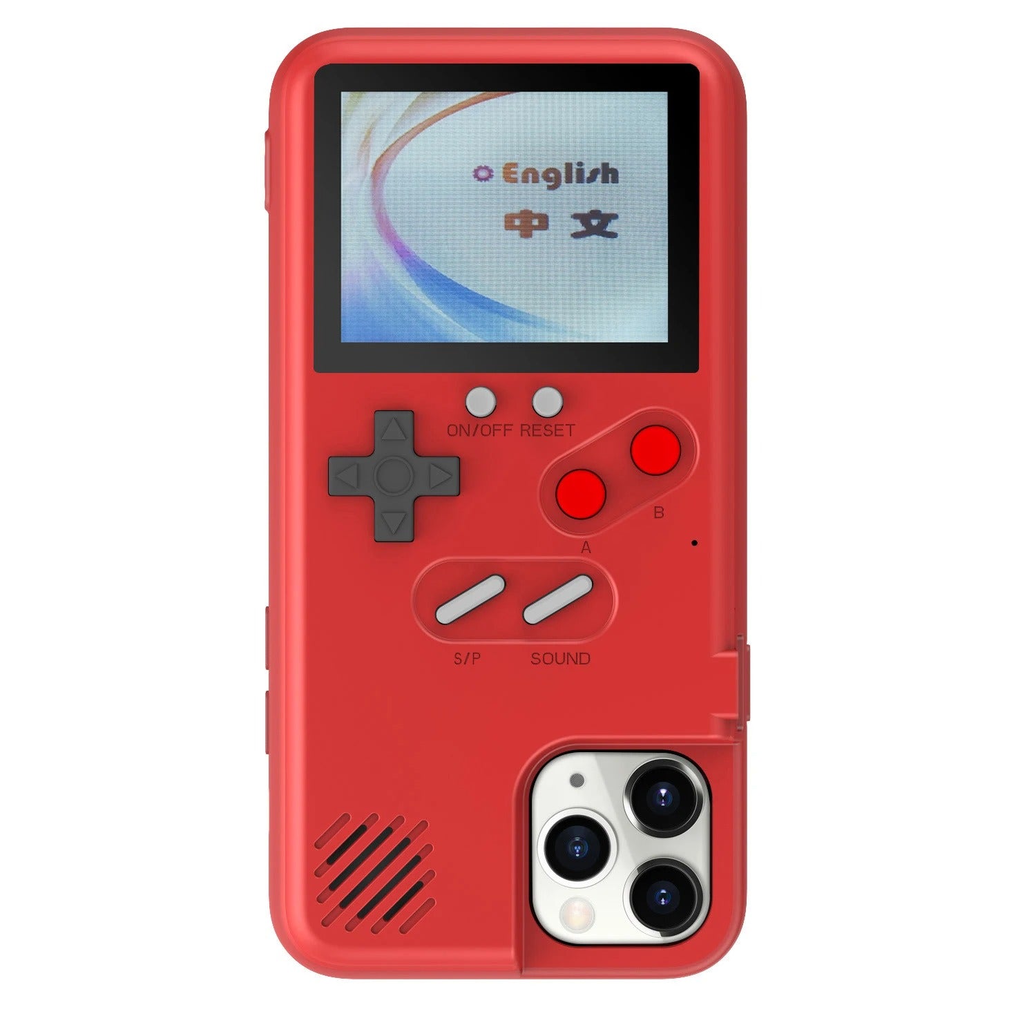 retro gameboy Red phone case designed to resemble a classic handheld gaming console on a white background