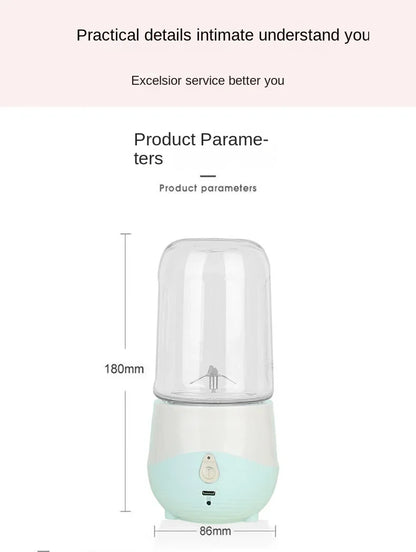 Product parameter display with a clear and light blue container on a white background