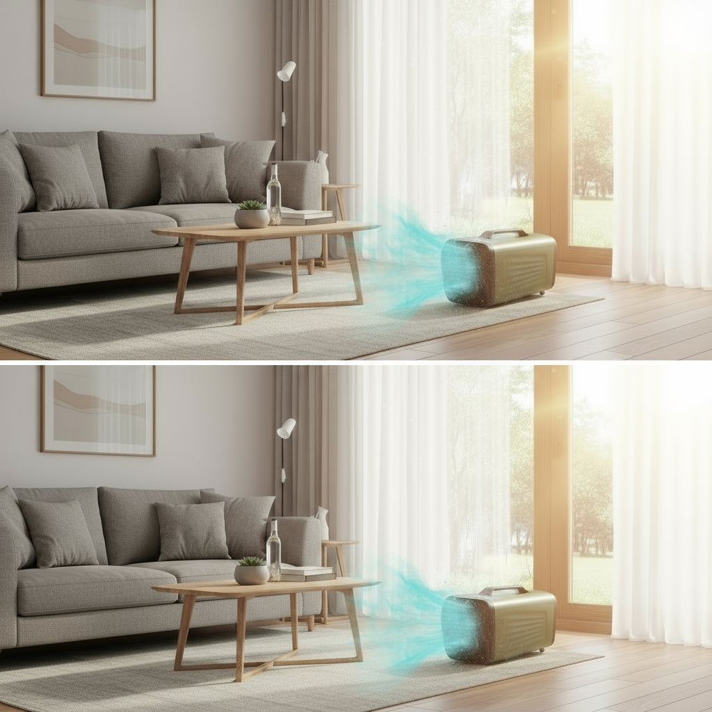 portable air conditioner cooling a living room