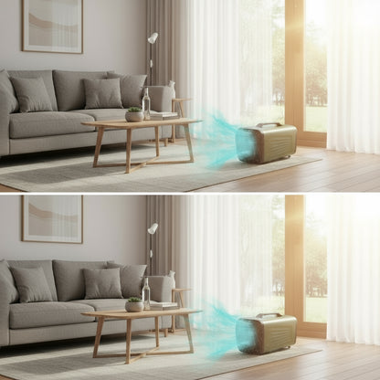 portable air conditioner cooling a living room
