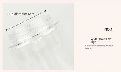 Clear plastic bag with text on a light gray background
