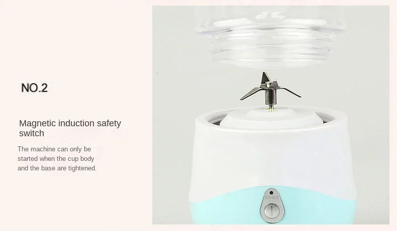 Magnetic induction safety switch on a white and blue appliance with text explaining its function.